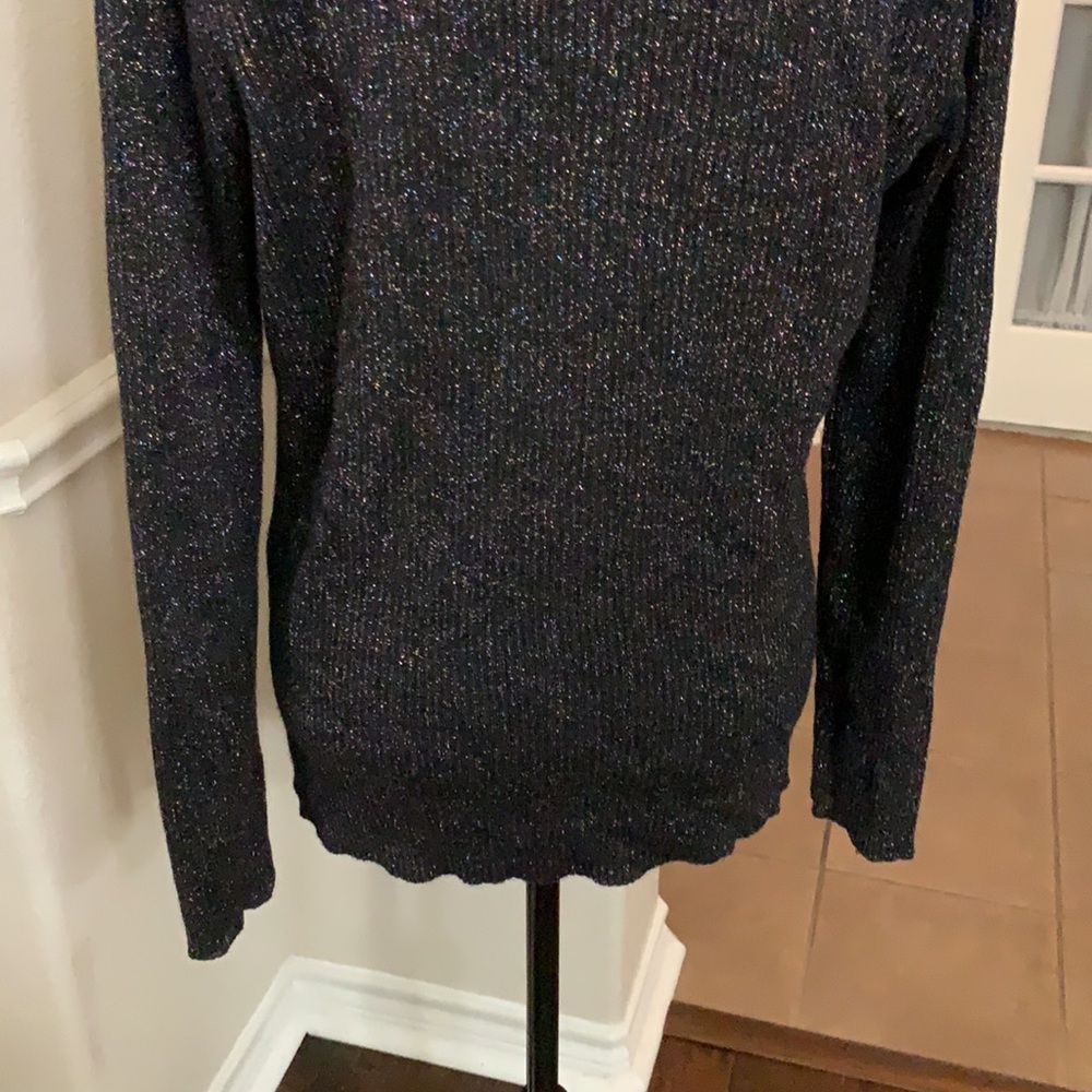 George Black Multi Colored Metallic Button Down C… - image 8